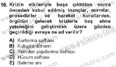 Halkla İlişkiler Dersi 2012 - 2013 Yılı Tek Ders Sınav Soruları 16. Soru