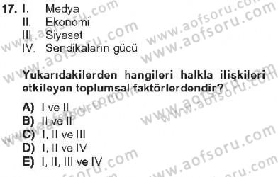 Halkla İlişkiler Dersi 2012 - 2013 Yılı Tek Ders Sınav Soruları 17. Soru