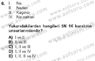 Halkla İlişkiler Dersi 2012 - 2013 Yılı Tek Ders Sınav Soruları 6. Soru