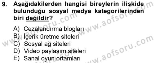 Halkla İlişkiler Dersi 2013 - 2014 Yılı (Vize) Ara Sınav Soruları 9. Soru