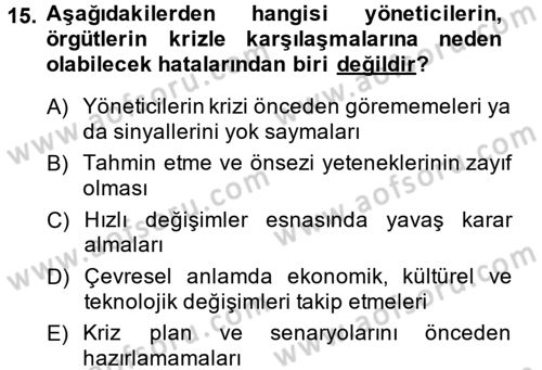 Halkla İlişkiler Dersi 2013 - 2014 Yılı (Final) Dönem Sonu Sınav Soruları 15. Soru