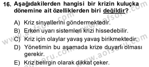 Halkla İlişkiler Dersi 2013 - 2014 Yılı (Final) Dönem Sonu Sınav Soruları 16. Soru