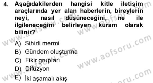 Halkla İlişkiler Dersi 2013 - 2014 Yılı (Final) Dönem Sonu Sınav Soruları 4. Soru