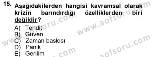 Halkla İlişkiler Dersi 2013 - 2014 Yılı Tek Ders Sınav Soruları 15. Soru
