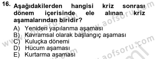 Halkla İlişkiler Dersi 2013 - 2014 Yılı Tek Ders Sınav Soruları 16. Soru