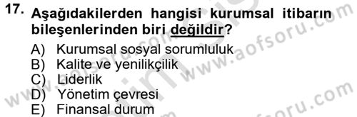 Halkla İlişkiler Dersi 2013 - 2014 Yılı Tek Ders Sınav Soruları 17. Soru