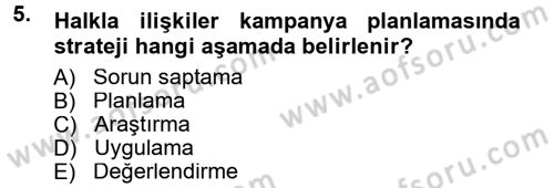 Halkla İlişkiler Dersi 2013 - 2014 Yılı Tek Ders Sınav Soruları 5. Soru