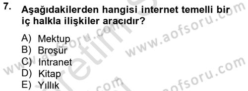 Halkla İlişkiler Dersi 2013 - 2014 Yılı Tek Ders Sınav Soruları 7. Soru