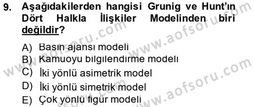 Halkla İlişkiler Dersi 2013 - 2014 Yılı Tek Ders Sınav Soruları 9. Soru