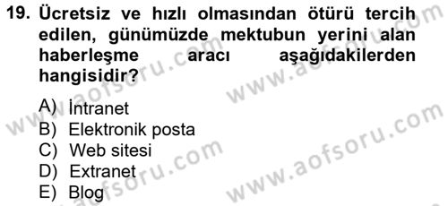 Halkla İlişkiler Dersi 2014 - 2015 Yılı (Vize) Ara Sınav Soruları 19. Soru