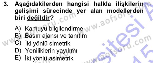 Halkla İlişkiler Dersi 2014 - 2015 Yılı (Vize) Ara Sınav Soruları 3. Soru