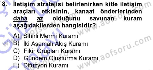 Halkla İlişkiler Dersi 2014 - 2015 Yılı (Vize) Ara Sınav Soruları 8. Soru