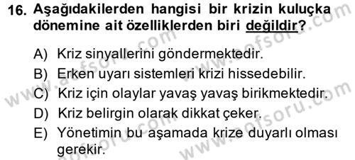 Halkla İlişkiler Dersi 2014 - 2015 Yılı (Final) Dönem Sonu Sınav Soruları 16. Soru