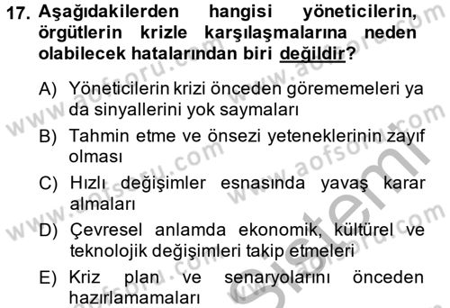 Halkla İlişkiler Dersi 2014 - 2015 Yılı (Final) Dönem Sonu Sınav Soruları 17. Soru