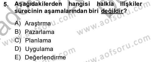 Halkla İlişkiler Dersi 2014 - 2015 Yılı (Final) Dönem Sonu Sınav Soruları 5. Soru