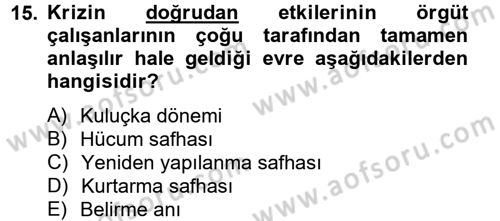 Halkla İlişkiler Dersi 2014 - 2015 Yılı Tek Ders Sınav Soruları 15. Soru