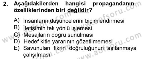 Halkla İlişkiler Dersi 2014 - 2015 Yılı Tek Ders Sınav Soruları 2. Soru