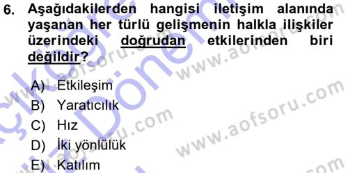 Halkla İlişkiler Dersi 2015 - 2016 Yılı (Vize) Ara Sınav Soruları 6. Soru