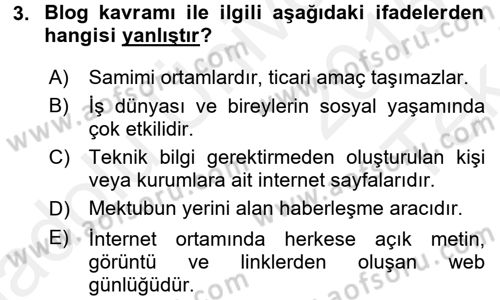 Halkla İlişkiler Dersi 2015 - 2016 Yılı Tek Ders Sınav Soruları 3. Soru