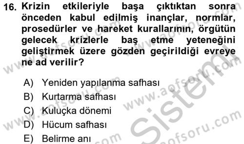 Halkla İlişkiler Dersi 2016 - 2017 Yılı 3 Ders Sınav Soruları 16. Soru