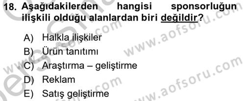 Halkla İlişkiler Dersi 2016 - 2017 Yılı 3 Ders Sınav Soruları 18. Soru