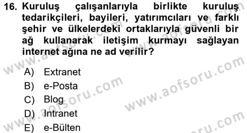 Halkla İlişkiler Dersi 2016 - 2017 Yılı (Vize) Ara Sınav Soruları 16. Soru