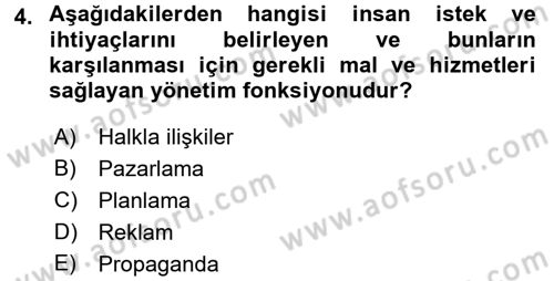 Halkla İlişkiler Dersi 2016 - 2017 Yılı (Vize) Ara Sınav Soruları 4. Soru