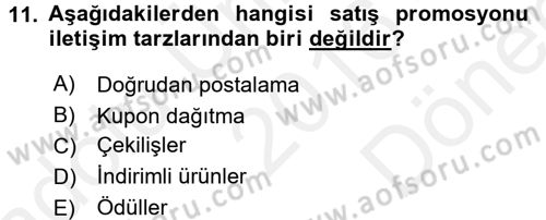 Halkla İlişkiler Dersi 2016 - 2017 Yılı (Final) Dönem Sonu Sınav Soruları 11. Soru