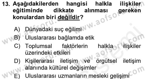 Halkla İlişkiler Dersi 2017 - 2018 Yılı 3 Ders Sınav Soruları 13. Soru