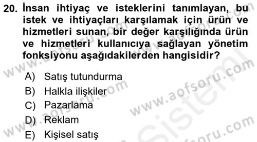 Halkla İlişkiler Dersi 2017 - 2018 Yılı 3 Ders Sınav Soruları 20. Soru