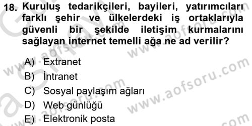 Halkla İlişkiler Dersi 2017 - 2018 Yılı (Vize) Ara Sınav Soruları 18. Soru