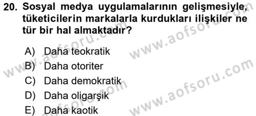 Halkla İlişkiler Dersi 2017 - 2018 Yılı (Vize) Ara Sınav Soruları 20. Soru