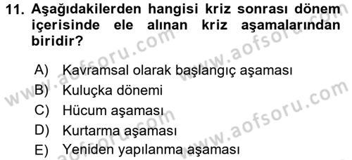 Halkla İlişkiler Dersi 2017 - 2018 Yılı (Final) Dönem Sonu Sınav Soruları 11. Soru