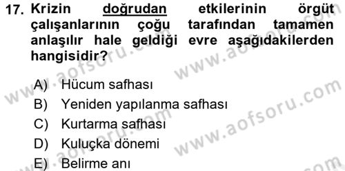 Halkla İlişkiler Dersi 2017 - 2018 Yılı (Final) Dönem Sonu Sınav Soruları 17. Soru