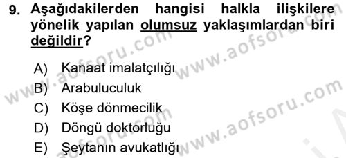 Halkla İlişkiler Dersi 2017 - 2018 Yılı (Final) Dönem Sonu Sınav Soruları 9. Soru