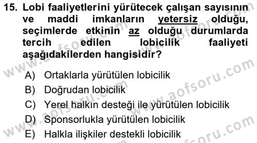 Halkla İlişkiler Dersi 2018 - 2019 Yılı 3 Ders Sınav Soruları 15. Soru