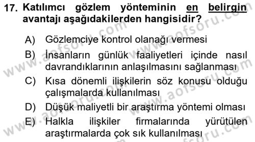 Halkla İlişkiler Dersi 2018 - 2019 Yılı 3 Ders Sınav Soruları 17. Soru