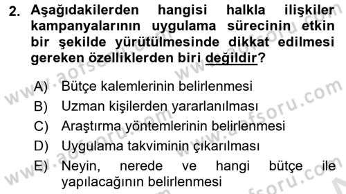 Halkla İlişkiler Dersi 2018 - 2019 Yılı 3 Ders Sınav Soruları 2. Soru
