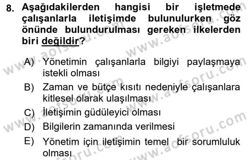 Halkla İlişkiler Dersi 2018 - 2019 Yılı 3 Ders Sınav Soruları 8. Soru