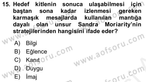 Halkla İlişkiler Dersi 2018 - 2019 Yılı (Vize) Ara Sınavı 15. Soru