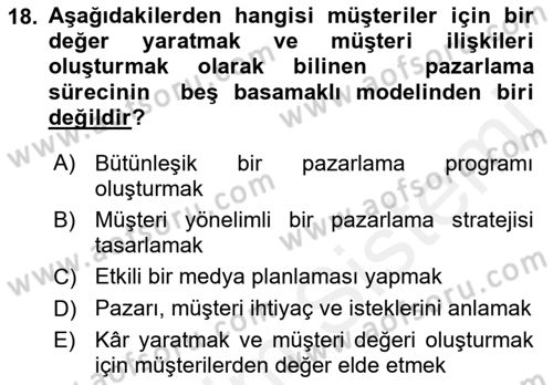 Halkla İlişkiler Dersi 2018 - 2019 Yılı (Final) Dönem Sonu Sınav Soruları 18. Soru