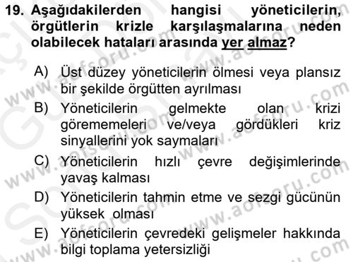 Halkla İlişkiler Dersi 2018 - 2019 Yılı (Final) Dönem Sonu Sınav Soruları 19. Soru