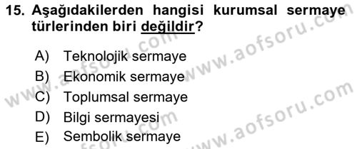 Halkla İlişkiler Dersi 2018 - 2019 Yılı Yaz Okulu Sınav Soruları 15. Soru