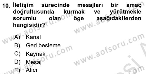 Halkla İlişkiler Dersi 2019 - 2020 Yılı (Vize) Ara Sınav Soruları 10. Soru