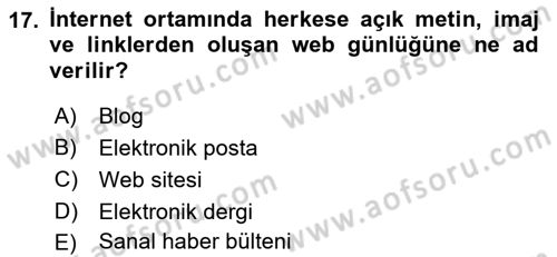 Halkla İlişkiler Dersi 2019 - 2020 Yılı (Vize) Ara Sınav Soruları 17. Soru