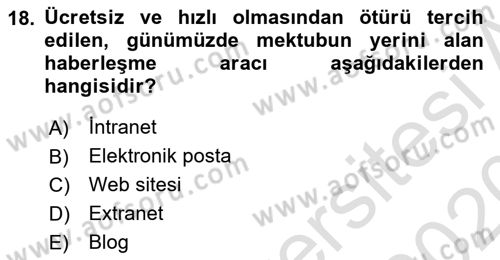 Halkla İlişkiler Dersi 2019 - 2020 Yılı (Vize) Ara Sınav Soruları 18. Soru