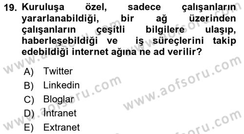 Halkla İlişkiler Dersi 2019 - 2020 Yılı (Vize) Ara Sınav Soruları 19. Soru