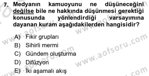 Halkla İlişkiler Dersi 2019 - 2020 Yılı (Vize) Ara Sınavı 7. Soru