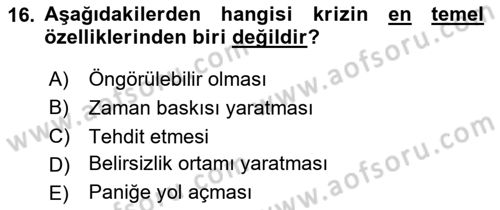 Halkla İlişkiler Dersi 2020 - 2021 Yılı Yaz Okulu Sınav Soruları 16. Soru