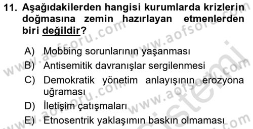 Halkla İlişkiler Dersi 2021 - 2022 Yılı (Vize) Ara Sınav Soruları 11. Soru
